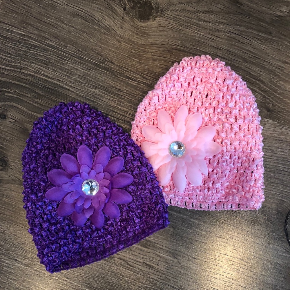 Baby Girls Hats with Flower & Diamond